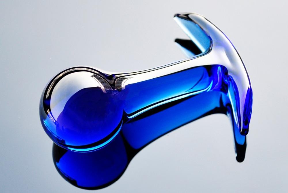 Plug anal ancre bleu en verre 