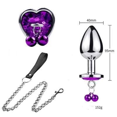 Plug anal en métal violet avec attache L