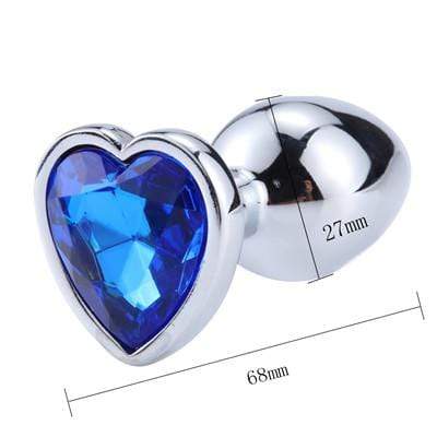 Plug anal diamant metal coeur bleu