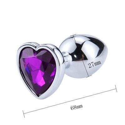 Plug anal diamant métal coeur violet