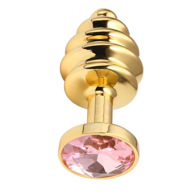 Plug anal diamant rose metal