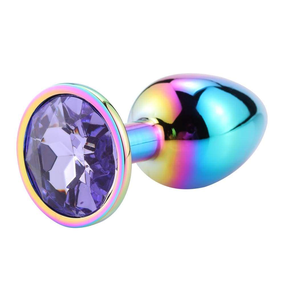 Plug anal arc-en-ciel diamant violet clair