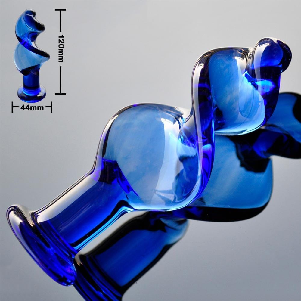 Plug anal spirale orgasmique en verre bleu dimensions