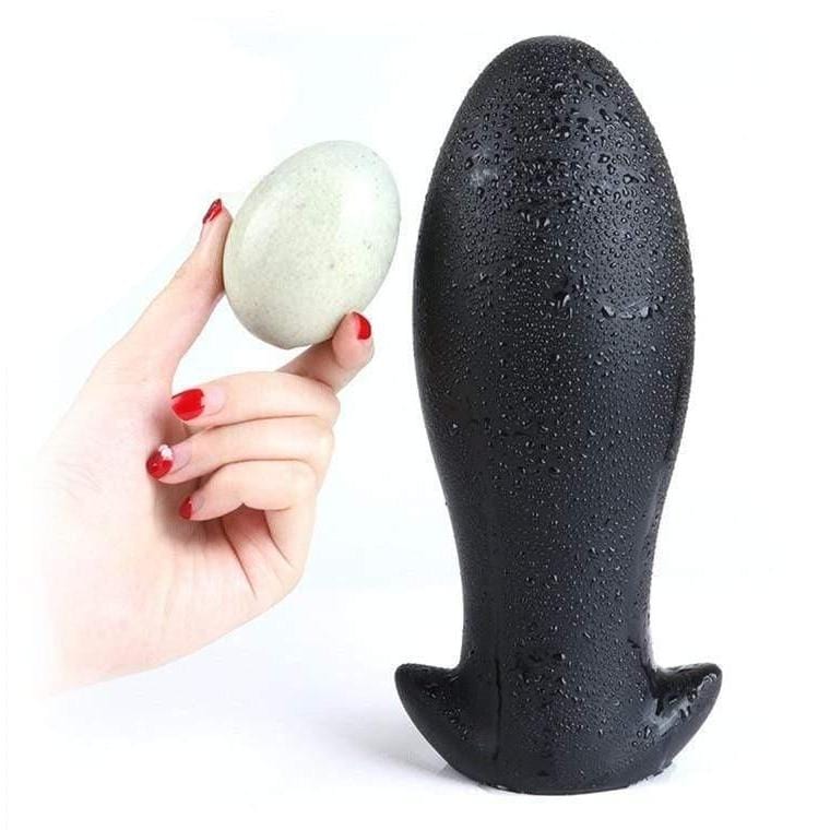 Plug anal XXL œuf flexible en silicone noir
