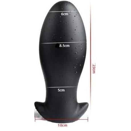 Plug anal XXL œuf flexible en silicone noir dimensions