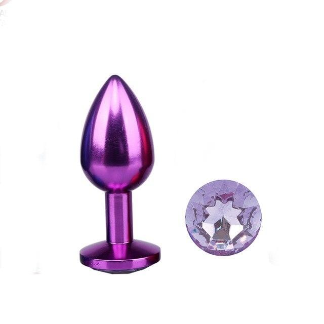 Plug anal en métal violet diamant violet clair