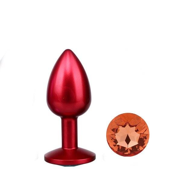 Plug anal en métal rouge diamant orange