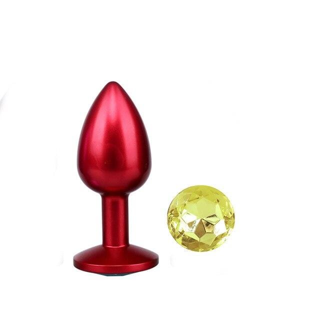 Plug anal en métal rouge diamant jaune