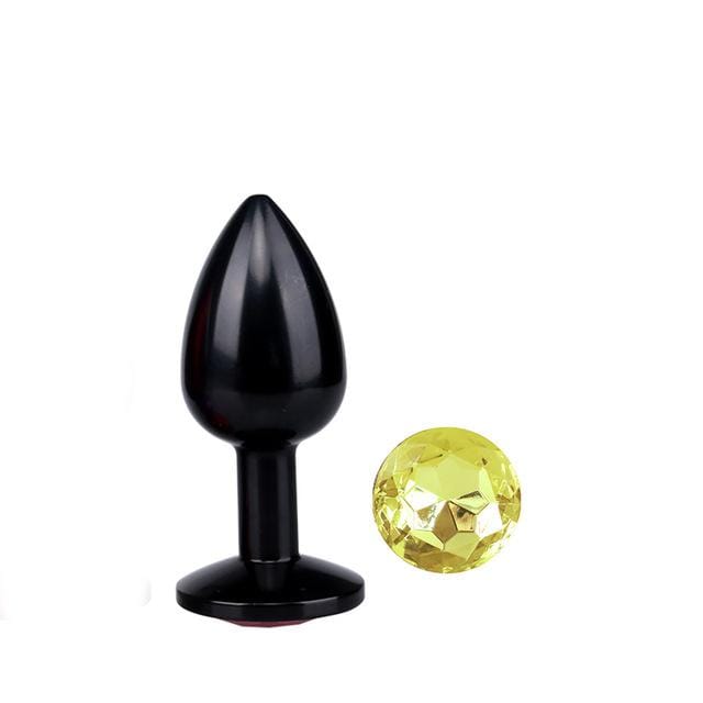 Plug anal en métal noir diamant jaune