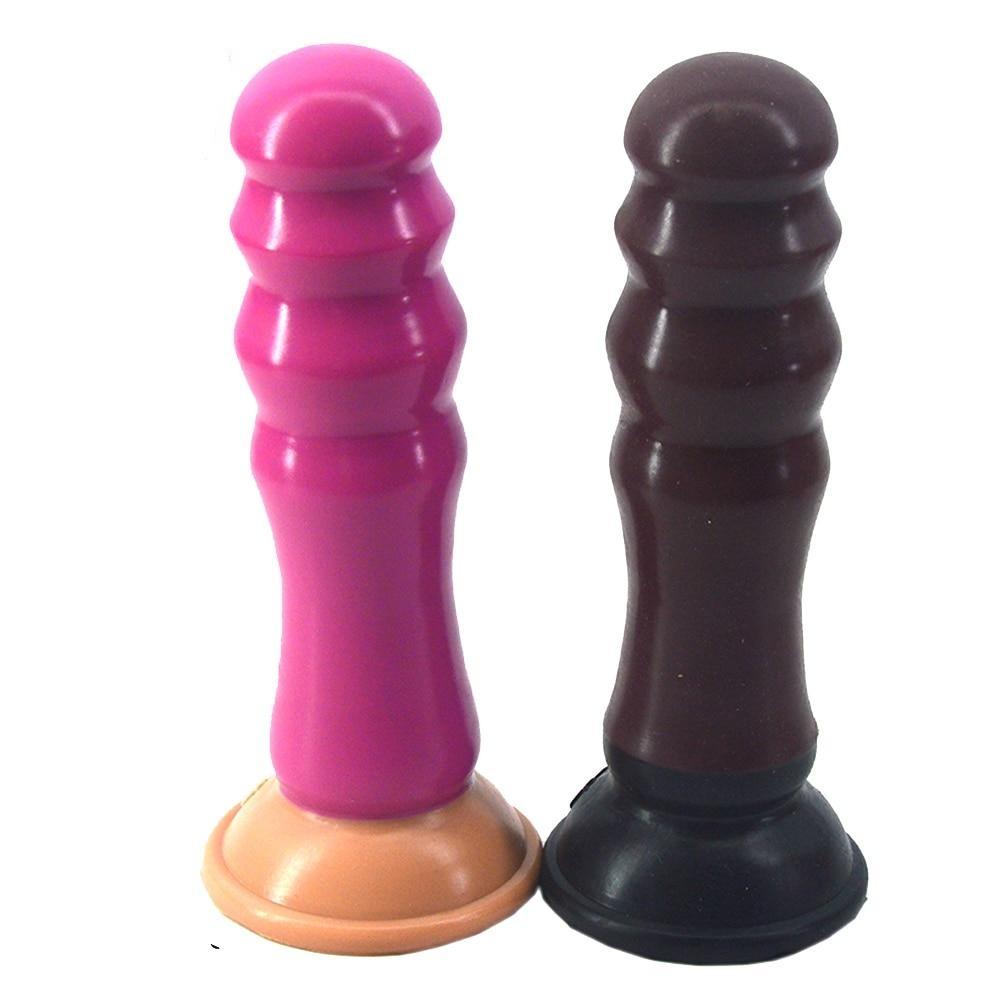 Plug anal XL Matraque en silicone marron et rose